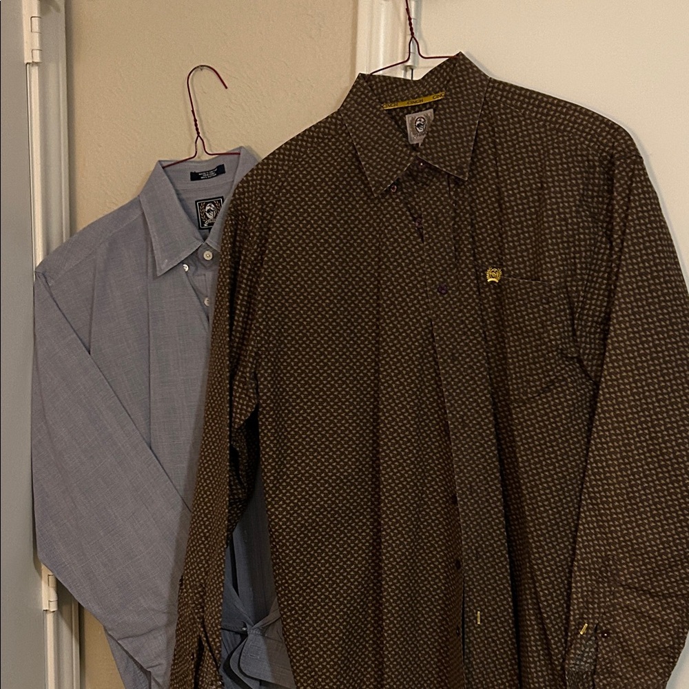 Cinch Brown and Blue Casual Button Down Shirts